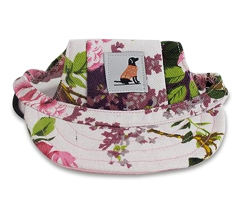 LATRAT Hunde Baseballmütze, Basecap Verstellbar Sonnenschutz Hut Hundecap mit Ohrlöchern Sommer Schattierungshut Outdoor (Blumen) von LATRAT