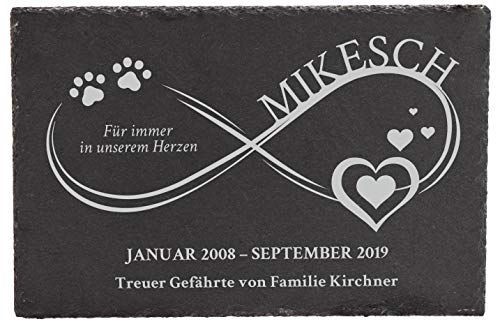 LAUBLUST Grabstein Katze - Gedenktafel Personalisiert mit Wunschtext - Ewig im Herzen - ca. 30x20 cm, Schiefer von LAUBLUST