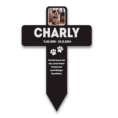LAUBLUST Personalisiertes Acryl-Grabkreuz als Grabschmuck für Hund, Katze, andere Haustiere mit Foto & Name | Erinnerung, 2 Größen - Grabstecker Kreuz mit Gravur als Tiergrab-Deko & Grabkreuz mit Name LAUBLUST Personalisiertes Acryl-Grabkreuz als Grabschmuck für Hund, Katze, andere Haustiere mit Foto & Name | Erinnerung, 2 Größen - Grabstecker Kreuz mit Gravur als Tiergrab-Deko & Grabkreuz mit Name von LAUBLUST