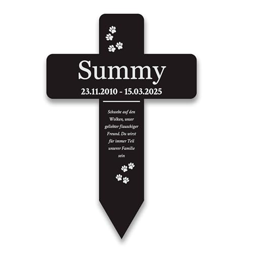 LAUBLUST Personalisiertes Acryl-Grabkreuz als Grabschmuck für Hund, Katze & andere Haustiere mit Name | Pfoten, 2 Größen - Grabstecker Kreuz mit Gravur als Tiergrab-Deko & Grabkreuz mit Wunschtext LAUBLUST Personalisiertes Acryl-Grabkreuz als Grabschmuck für Hund, Katze & andere Haustiere mit Name | Pfoten, 2 Größen - Grabstecker Kreuz mit Gravur als Tiergrab-Deko & Grabkreuz mit Wunschtext von LAUBLUST