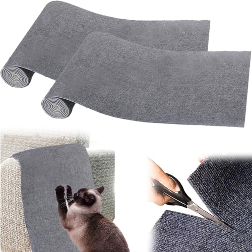 2 Stück Kratzmatte Selbstklebend, Kratzmatte Katze Sofa Kratzwand, Kratzteppich Katze Wand, Kratzschutz Kratzbrett Katzen DIY Katzenkratzbretter (Hellgrau) von LAUFUY