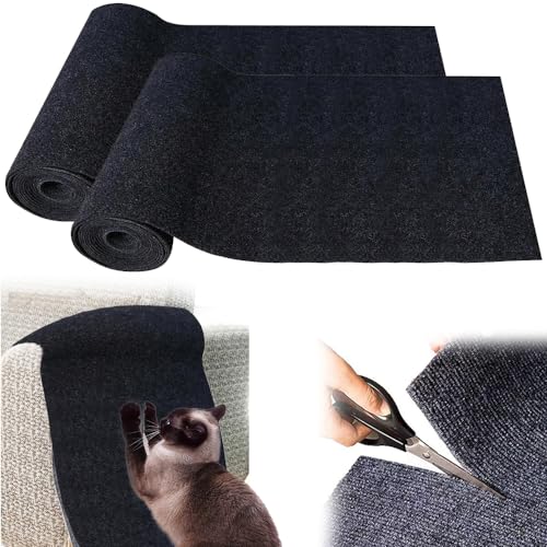 2 Stück Kratzmatte Selbstklebend, Kratzmatte Katze Sofa Kratzwand, Kratzteppich Katze Wand, Kratzschutz Kratzbrett Katzen DIY Katzenkratzbretter (Schwarz) von LAUFUY