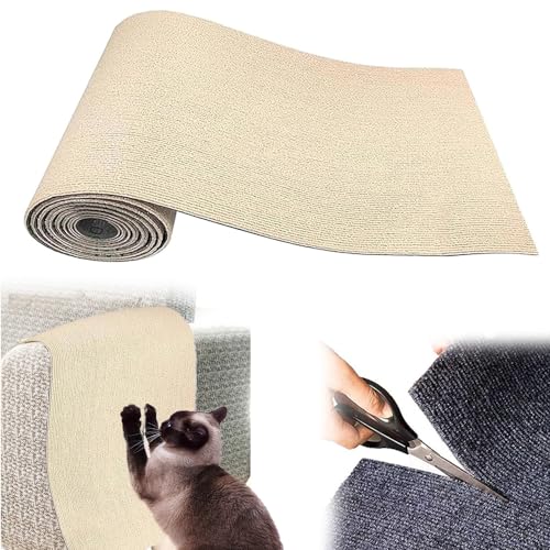 Kratzmatte Selbstklebend, Kratzmatte Katze Sofa Kratzwand, Kratzteppich Katze Wand, Kratzschutz Kratzbrett Katzen DIY Katzenkratzbretter (Khaki) von LAUFUY