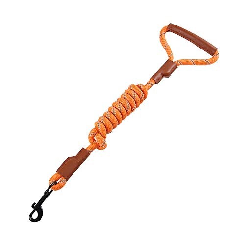 LAVAMOND Hundeleine, robustes Nylon mit Ledergriff, langlebig, geflochten, robuste Trainingsleine, für kleine, mittelgroße und große Hunde (orange Φ0,4) von LAVAMOND