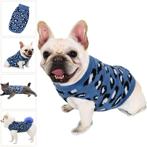 Hund Pullover für Katzen Klein Hunde Pullis Sweater Chihuahua Kleidung Bulldogge Hundepullover Keleine Mittel Grosse Katze Welpen Hundepulli Leopard Blau S Hund Pullover für Katzen Klein Hunde Pullis Sweater Chihuahua Kleidung Bulldogge Hundepullover Keleine Mittel Grosse Katze Welpen Hundepulli Leopard Blau S von LAWKUL