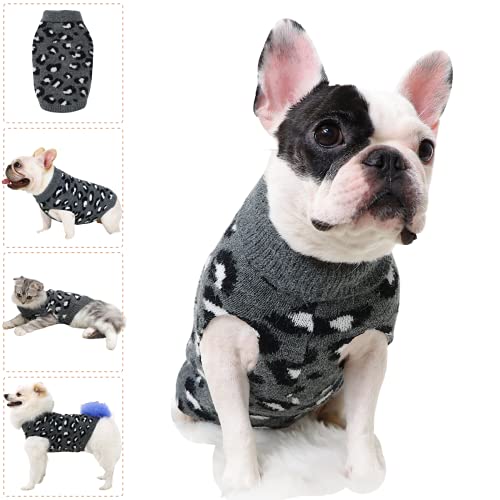 Hund Pullover Klein Hunde Pullis Sweater für Katzen Chihuahua Kleidung Bulldogge Hundepullover Keleine Mittel Grosse Katze Welpen Hundepulli Leopard Grau XL Hund Pullover Klein Hunde Pullis Sweater für Katzen Chihuahua Kleidung Bulldogge Hundepullover Keleine Mittel Grosse Katze Welpen Hundepulli Leopard Grau XL von LAWKUL