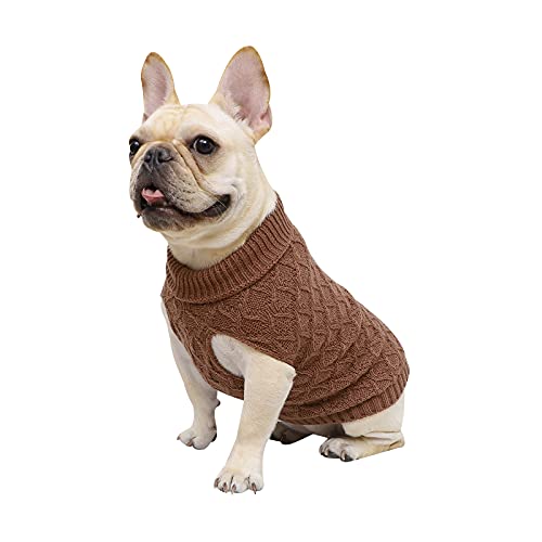 Lawkul Pullover für kleine Hunde und Katzen, gestrickt, warm, für den Winter, kaffeefarben, Größe S von LAWKUL