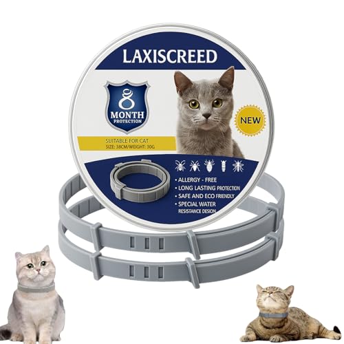 2 Pack Katzenhalsband zur Vorbeugung von Infektionen - 16 Monate Wohlfühlschild mit natürlichen ätherischen Ölen, sicher wasserdicht & verstellbar, für Katzen & Kätzchen ab 7 Wochen 2 Pack Katzenhalsband zur Vorbeugung von Infektionen - 16 Monate Wohlfühlschild mit natürlichen ätherischen Ölen, sicher wasserdicht & verstellbar, für Katzen & Kätzchen ab 7 Wochen von LAXISCREED