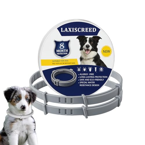 LAXISCREED Hundehalsband 2er Pack, verstellbar & wasserfest, mit natürlichen Ölen für Hunde (ab 7 Wo.), Unterstützt Wohlbefinden & Bietet 16 Monate Schutz von LAXISCREED