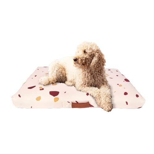 LAY LO Haustier-Hundebettbezug/waschbar und langlebig, Ersatz-Hundebettbezug/DIY, umweltfreundlich, gefüllt, nur Bezug für Hundebett, klein, rosa Terrazzo von LAY LO
