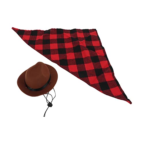 LBEC Animal Cowboy Kostüm Set, 2-teiliges universelles Tierkostüm aus Polyestermaterial Süß und cool für die Geburtstagsparty mit Cowboyhut (braun + rot) von LBEC
