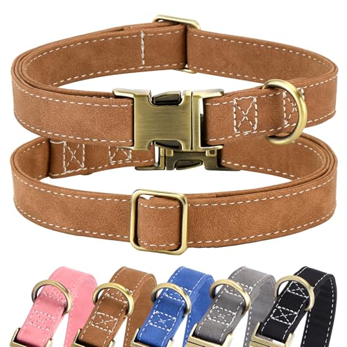 LCG LUCHENGYI Hundehalsband aus weichem Leder, verstellbar, strapazierfähig, mit Schnellverschluss-Metallschnalle, robuste Basic-Hundehalsbänder für große, mittelgroße Hunde, Kaffee, L LCG LUCHENGYI Hundehalsband aus weichem Leder, verstellbar, strapazierfähig, mit Schnellverschluss-Metallschnalle, robuste Basic-Hundehalsbänder für große, mittelgroße Hunde, Kaffee, L von LCG LUCHENGYI