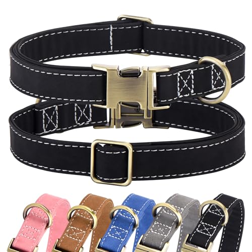 LCG LUCHENGYI Hundehalsband aus weichem Leder, verstellbar, strapazierfähig, mit Schnellverschluss-Metallschnalle, robuste Basic-Hundehalsbänder für große, mittelgroße Hunde, Schwarz, L LCG LUCHENGYI Hundehalsband aus weichem Leder, verstellbar, strapazierfähig, mit Schnellverschluss-Metallschnalle, robuste Basic-Hundehalsbänder für große, mittelgroße Hunde, Schwarz, L von LCG LUCHENGYI