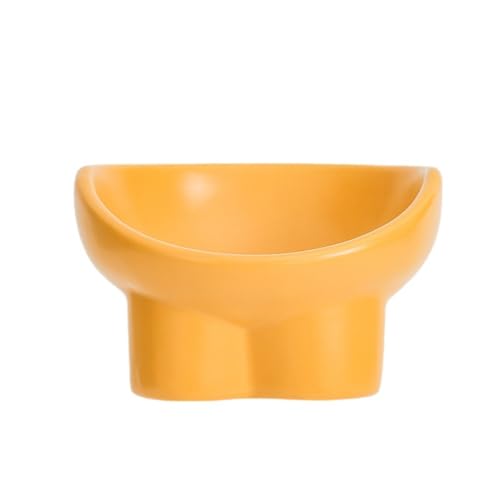 LCKJLJ Keramik Futternapf, hoch schräge Katzennapf, nicht leicht zu verformen, leicht zu reinigen, Haustierbedarf (gelb) von LCKJLJ