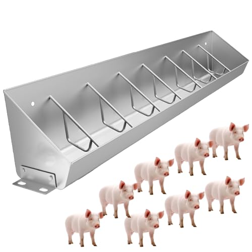 Futtertrog für Nutztiere Viehfuttertrog aus Edelstahl mit Trennwand 100–200 cm(4.9ft/1.5m 8 bit) von LCUVIMPEX