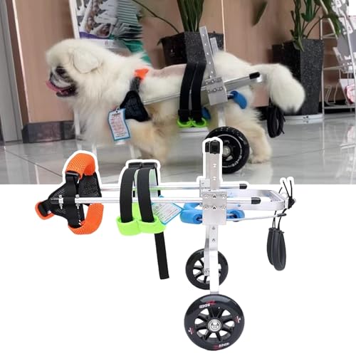 LCUVIMPEX Elldog im Rollstuhl Hunderollstuhl, verstellbar, Aluminium, 2 Räder, for kleine, mittelgroße und große Hunde, Rot, mehrere Größen(Color,S) von LCUVIMPEX