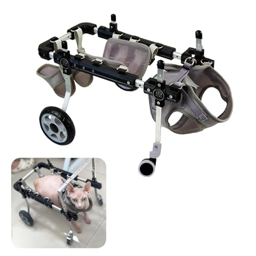 LCUVIMPEX Elldog im Rollstuhl Verstellbarer 4-Rad-Aluminium-Rollstuhl for Hunde und Katzen mit atmungsaktivem Netzgewebe in Mehreren Größen(S) von LCUVIMPEX
