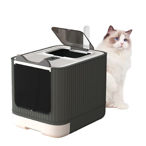 LCZLBRRD Vollständig geschlossene Katzentoilette von oben, verbesserte abgedeckte Katzentoilette mit Deckel, spritzwassergeschützt, leicht zu reinigen, 3 Modi, die Katze kann von Kätzchen bis LCZLBRRD Vollständig geschlossene Katzentoilette von oben, verbesserte abgedeckte Katzentoilette mit Deckel, spritzwassergeschützt, leicht zu reinigen, 3 Modi, die Katze kann von Kätzchen bis von LCZLBRRD