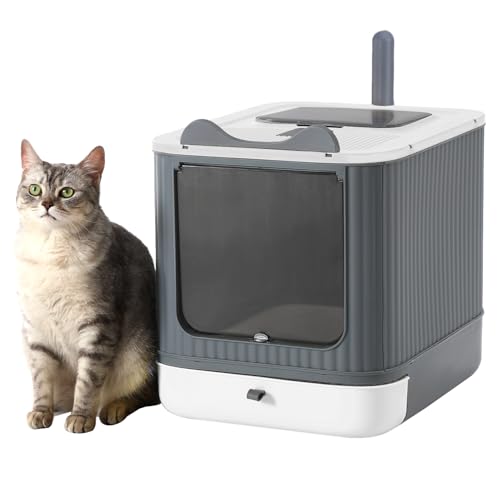 Magische Faltbare Katzentoilette, vollständig geschlossene Katzentoilette mit Deckel, abgedecktes Katzentoilettengehäuse, Geruchskontrolle, leicht zu reinigen, für Katzen bis zu 12 lbs (Weiß und Grau) Magische Faltbare Katzentoilette, vollständig geschlossene Katzentoilette mit Deckel, abgedecktes Katzentoilettengehäuse, Geruchskontrolle, leicht zu reinigen, für Katzen bis zu 12 lbs (Weiß und Grau) von LCZLBRRD