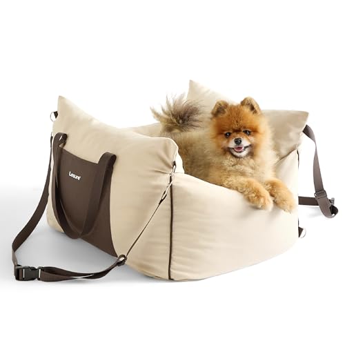 Lesure Hundesitz Auto kleine Hunde - wasserdichter und waschbarer Hunde Autositz mit Aufbewahrungstaschen, ansteckbarer Sicherheitsleine und verdickter Memory-Schaum-Füllung, 58x56x33cm, beige Lesure Hundesitz Auto kleine Hunde - wasserdichter und waschbarer Hunde Autositz mit Aufbewahrungstaschen, ansteckbarer Sicherheitsleine und verdickter Memory-Schaum-Füllung, 58x56x33cm, beige von LE SURE