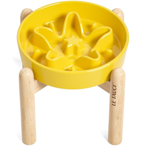 LE TAUCI Erhöhter Keramik-Futterspender für Puzzle, 1,5 Tassen mit Holzständer für kleine, mittelgroße Hunde, schnelles Fressen, erhöhter Schale, Stern, Gelb LE TAUCI Erhöhter Keramik-Futterspender für Puzzle, 1,5 Tassen mit Holzständer für kleine, mittelgroße Hunde, schnelles Fressen, erhöhter Schale, Stern, Gelb von LE TAUCI