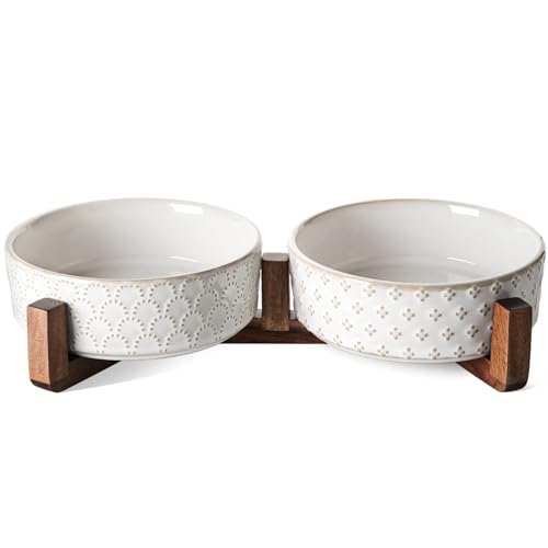 LE TAUCI Hundenäpfe für kleine Rassen, Hundenapf-Set mit Ständer aus Akazienholz, 1,5 Tassen, Futter- und Wassernapf für kleine Hunde und Katzen, beschwerter Hundenapf, Haustiernäpfe LE TAUCI Hundenäpfe für kleine Rassen, Hundenapf-Set mit Ständer aus Akazienholz, 1,5 Tassen, Futter- und Wassernapf für kleine Hunde und Katzen, beschwerter Hundenapf, Haustiernäpfe von LE TAUCI