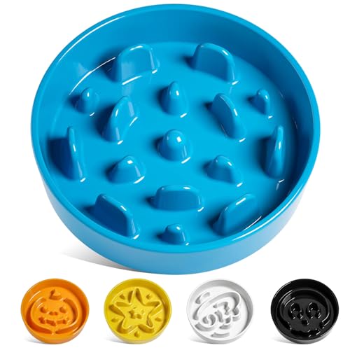 LE TAUCI Hundenapf aus Keramik, Antischlingnapf für Mittelgroße und Kleine Hunde, Langsam Fressen und Spaß für den Hund, Fressnapf mit Rutschfestem Design (Vortex Blau, S-350 ml) von LE TAUCI