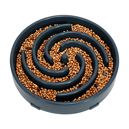 Großer Futternapf für langsames Fressen, Labyrinth, interaktiver Futternapf, gegen Schlingen, gesundes Essen, stoppt Blähungen, langsames Füttern für mittelgroße und große Hunde (dunkelblau) von LEACOOLKEY