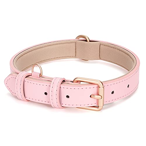 LEACOOLKEY Echtleder Hundehalsband für große mittelgroße Hunde Klassisch weich atmungsaktiv Waterproof Collars von LEACOOLKEY