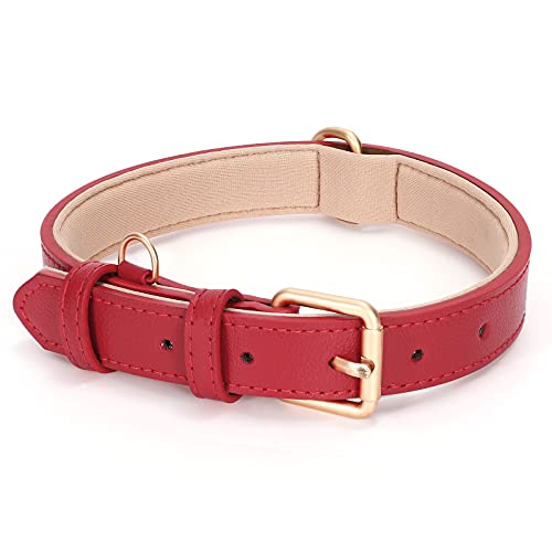 LEACOOLKEY Echtleder Hundehalsband für große mittelgroße Hunde Klassisch weich atmungsaktiv Waterproof Collars von LEACOOLKEY