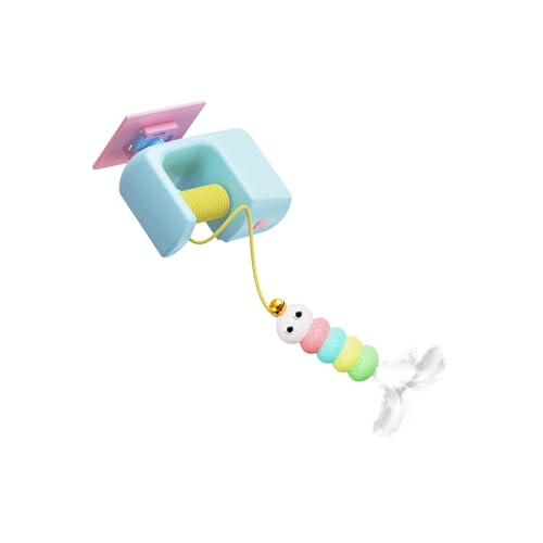 LEADSDGE Elektrisch stimulierendes Katzenschaukelspielzeug zum Aufhängen, Design mit Glocken, gefiederte Befestigung, elastische Schnur, Stressabbau, Katzenschaukelspielzeug von LEADSDGE