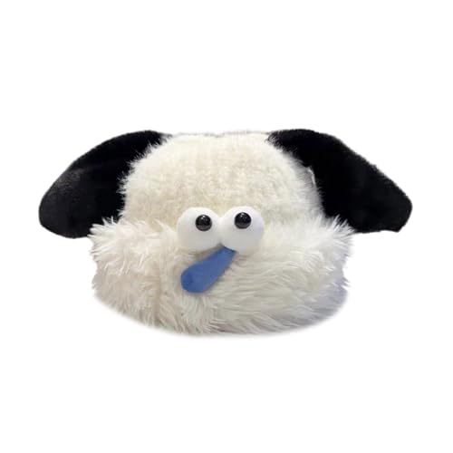 Strickmütze mit Cartoon-Hund, weich, modisch, Plüsch, kaltes Wetter, warm, für Studenten und Paare, trendiger Cartoon-Mütze von LEADSDGE