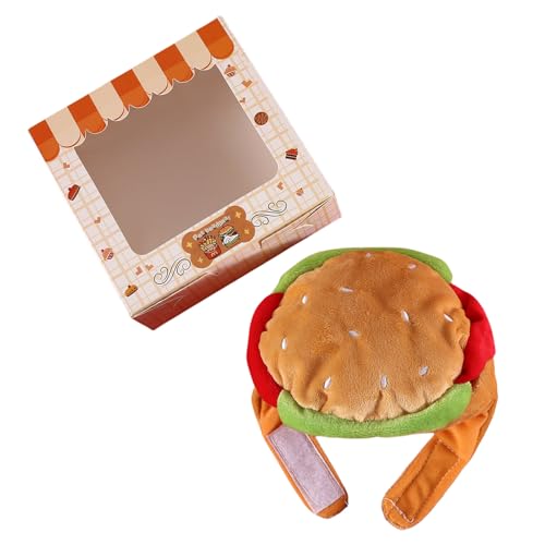 Winter-Hamburger-Kopfbedeckung für kleine Rassen, Plüsch-Hundeohrenschutz, Hunde-Kopfbedeckung, Cartoon-Kopfbedeckung, Katze, Haustier-Kopfbedeckung von LEADSDGE