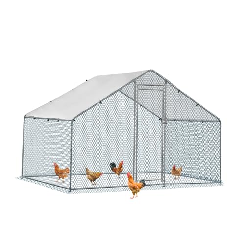 LEADZM Hühnerstall, 3x2x2 m freilaufgehege hühner, 6 m² Großes Hühnergehege mit Wasserdichtetem PE, aus verzinktem Stahl, Spitzdach LEADZM Hühnerstall, 3x2x2 m freilaufgehege hühner, 6 m² Großes Hühnergehege mit Wasserdichtetem PE, aus verzinktem Stahl, Spitzdach von LEADZM