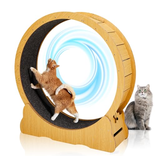 LEADZM Katzenlaufrad | 100cm Durchmesser - Laufrad Katze für große Katzen - Hochdichte Faserplatte, Kratzfest, stabil und leise - Geeignet für Katzen mit einem Gewicht bis zu 11 kg, Holzfarbe von LEADZM