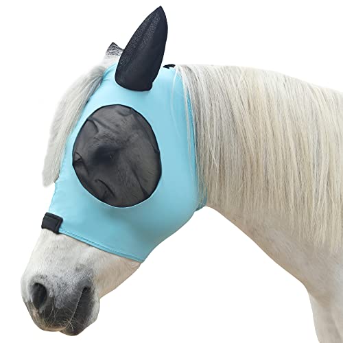 LEAFOREST Fliegenmaske für Pferde mit Ohren, weiche Lycra-Mesh-Maske Anti-UV mit Ohren, Pacific Blue, Cob von LEAFOREST