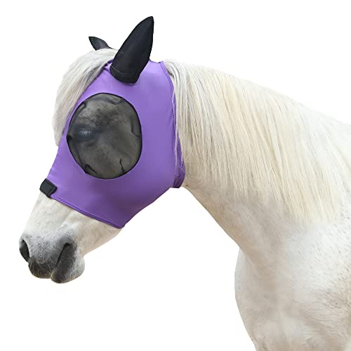 LEAFOREST Pferd Mesh Fliegenmaske mit Ohren, weiche Lycra Mesh Maske Anti-UV mit Ohren Violett, Cob von LEAFOREST
