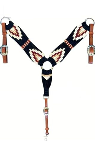 Western-Mohair-Pferdebrusthalsband, Premium-Wolle und Leder, handgefertigt, bequem, Reithalfter für Pferde, freie Größe, Schwarz Western-Mohair-Pferdebrusthalsband, Premium-Wolle und Leder, handgefertigt, bequem, Reithalfter für Pferde, freie Größe, Schwarz von LEATHERRIDE