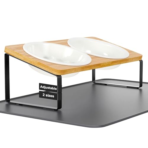 Verbesserter höhenverstellbarer rutschfester Katzenfutter-Näpf-Ständer mit Tierfuttermatte, Keramik-Hundenäpfe und langsamer Futternapf, 15° geneigter Ständer, Anti-Erbrechen, erhöht für kleine und Verbesserter höhenverstellbarer rutschfester Katzenfutter-Näpf-Ständer mit Tierfuttermatte, Keramik-Hundenäpfe und langsamer Futternapf, 15° geneigter Ständer, Anti-Erbrechen, erhöht für kleine und von LEAWALK