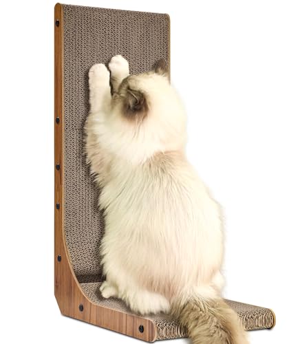 LEAZZLE Kratzbrett Katzen,L förmige Kratzpappe für Katzen, widerstandsfähig Katzenkratzbrett mit Ballspielzeug,Katzen Kratzmöbel aus hochwertiger Karton für Wand und Ecke,68 cm hohe LEAZZLE Kratzbrett Katzen,L förmige Kratzpappe für Katzen, widerstandsfähig Katzenkratzbrett mit Ballspielzeug,Katzen Kratzmöbel aus hochwertiger Karton für Wand und Ecke,68 cm hohe von LEAZZLE