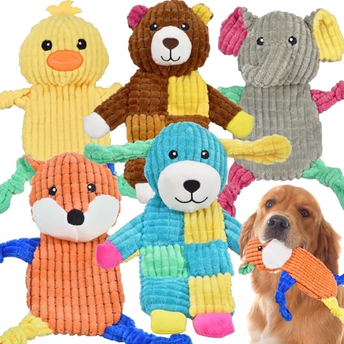 LECHONG 5er Pack Quietschendes Hundespielzeug Ohne Füllung, Weiches Hundespielzeug mit Knittereffekt, Plüsch-Kauspielzeug für große, mittlere und kleine Welpen LECHONG 5er Pack Quietschendes Hundespielzeug Ohne Füllung, Weiches Hundespielzeug mit Knittereffekt, Plüsch-Kauspielzeug für große, mittlere und kleine Welpen von LECHONG
