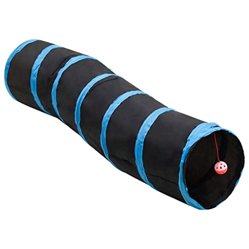 S-förmiger Katzentunnel, schwarz/blau, 122 cm, Polyester, mit Farbe: schwarz, blau von LEDAMP