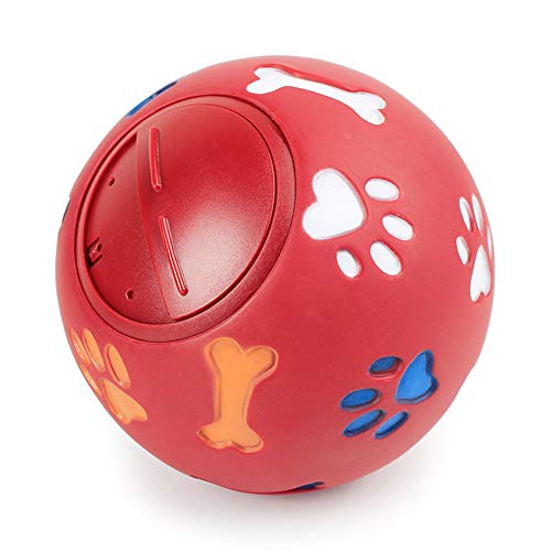 LEDDP Leckerli Ball Hunde Kauspielzeug Hundeball Für mittelgroße Hunde Hund behandeln Spielzeug Puzzle Dispenser Fütterungsball Haustier Interaktiver Ball Red,Large von LEDDP