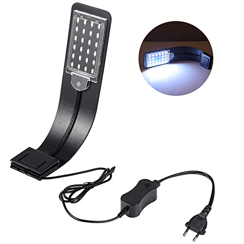 LEDGLE 10W LED Aquarium Licht Beleuchtung Kompakte Aquarienleuchte, IPX7 Wasserdicht，Wasserpflanzenbeleuchtung mit Leistungsstarkem Clip, Weiß und Blaulicht (Schwarz) von LEDGLE