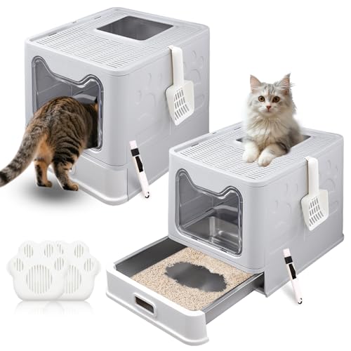 2er Set Katzenklo mit Deckel, ausziehbares Edelstahl Tablett und Katzenklo Schaufel, hop in Katzenklo XXL Katzentoilette geschlossen geräumig katzenklo groß für Katzen bis 15 kg 2er Set Katzenklo mit Deckel, ausziehbares Edelstahl Tablett und Katzenklo Schaufel, hop in Katzenklo XXL Katzentoilette geschlossen geräumig katzenklo groß für Katzen bis 15 kg von LEEJARD