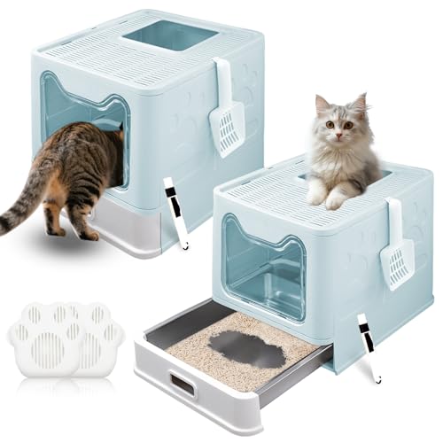 2er Set Katzenklo mit Deckel, ausziehbares Edelstahl Tablett und Katzenklo Schaufel, hop in Katzenklo XXL Katzentoilette geschlossen geräumig katzenklo groß für Katzen bis 15 kg 2er Set Katzenklo mit Deckel, ausziehbares Edelstahl Tablett und Katzenklo Schaufel, hop in Katzenklo XXL Katzentoilette geschlossen geräumig katzenklo groß für Katzen bis 15 kg von LEEJARD