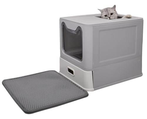 Edelstahl Katzenklo mit Deckel, hop in cat Litter Box, XXL Katzentoilette mit Katzenklo Schaufel Edelstahl Katzenklo mit Deckel, hop in cat Litter Box, XXL Katzentoilette mit Katzenklo Schaufel von LEEJARD