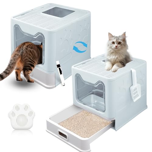 Katzenklo mit Deckel, ausziehbares hochwertiges Tablett und Katzenklo Schaufel, hop in Katzenklo XXL Katzentoilette geschlossen geräumig katzenklo groß für Katzen bis 15 kg, Leichtere Reinigung Katzenklo mit Deckel, ausziehbares hochwertiges Tablett und Katzenklo Schaufel, hop in Katzenklo XXL Katzentoilette geschlossen geräumig katzenklo groß für Katzen bis 15 kg, Leichtere Reinigung von LEEJARD