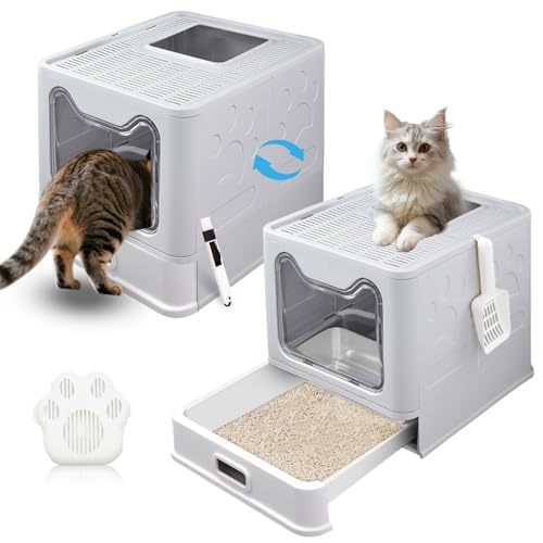 Katzenklo mit Deckel, ausziehbares hochwertiges Tablett und Katzenklo Schaufel, hop in Katzenklo XXL Katzentoilette geschlossen geräumig katzenklo groß für Katzen bis 15 kg, Leichtere Reinigung Katzenklo mit Deckel, ausziehbares hochwertiges Tablett und Katzenklo Schaufel, hop in Katzenklo XXL Katzentoilette geschlossen geräumig katzenklo groß für Katzen bis 15 kg, Leichtere Reinigung von LEEJARD