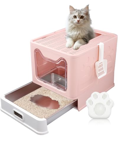 LEEJARD Katzenklo mit Deckel, ausziehbares Edelstahl Tablett und Katzenklo Schaufel, hop in Katzenklo XXL Katzentoilette geschlossen geräumig katzenklo groß für Katzen bis 15 kg, Leichtere Reinigung LEEJARD Katzenklo mit Deckel, ausziehbares Edelstahl Tablett und Katzenklo Schaufel, hop in Katzenklo XXL Katzentoilette geschlossen geräumig katzenklo groß für Katzen bis 15 kg, Leichtere Reinigung von LEEJARD